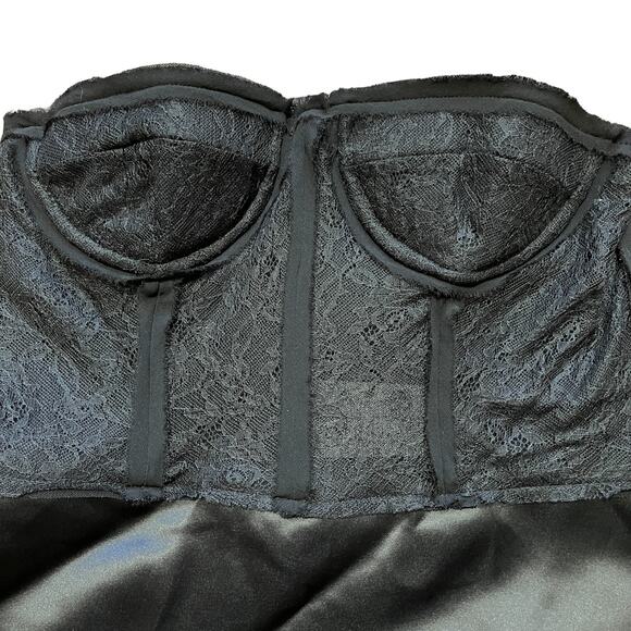 NWT ZARA STUDIO Satin Lace Bustier Corset Dress in Black SZ M - Picture 7 of 12